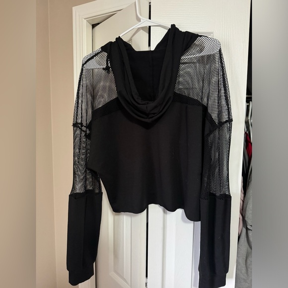 Black cropped fishnet with hood. Size Large - Picture 2 of 2